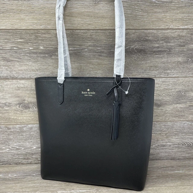 Kate Spade Jana Tote Black Saffiano Leather Handbag Carry All K8150 NWT $359