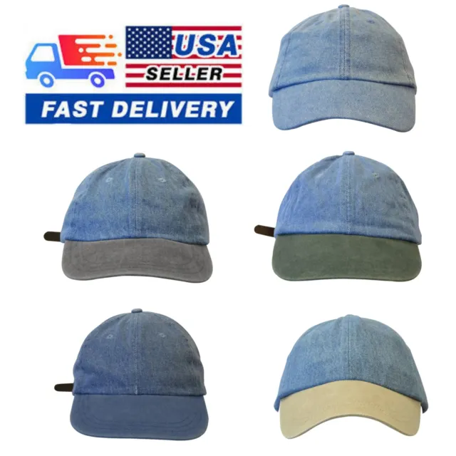 Hat Baseball Cap Washed Polo Style Adjustable Plain Solid Blank Dad Men
