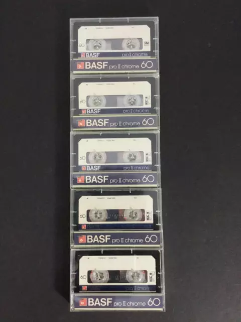 5 BASF pro II chrome 60 Type II High Bias Cassette Tapes