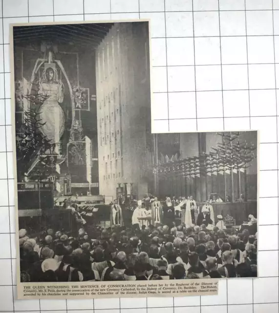 1962 Queen Witnessing Sentence Of Consecration New Coventry Cathedral