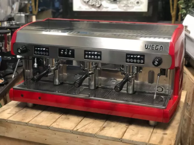 Wega Polaris 3 Group Red Espresso Coffee Machine Commercial Cafe Barista Cup