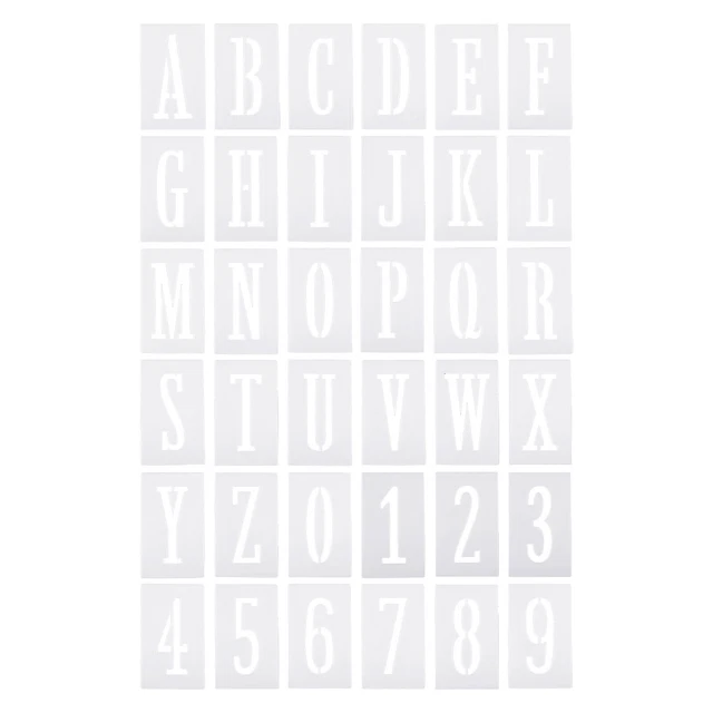 4"" 36 Embalaje Letras Números Plantillas 3"" Ancho para Pintura Blanco