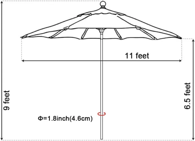 EliteShade USA Umbrella 11Ft Market Umbrella Patio Umbrella Outdoor Umbrella 3