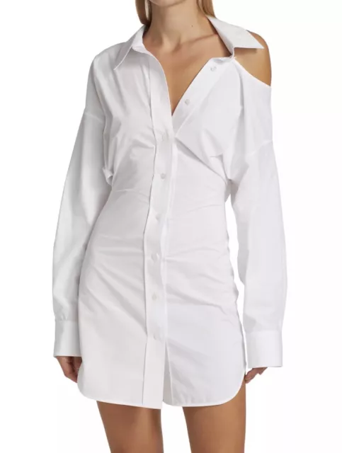 T ALEXANDER WANG Cotton Poplin Cutout Shirtdress Mini White Dress sz 4 3