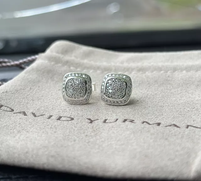 David Yurman 925 Silver 585 Pave' Diamond Petite Albion Stud Earrings