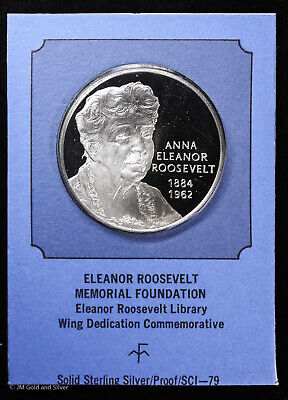 .925 Sterling Silver Franklin Mint Medal | Eleanor Roosevelt Library Wing
