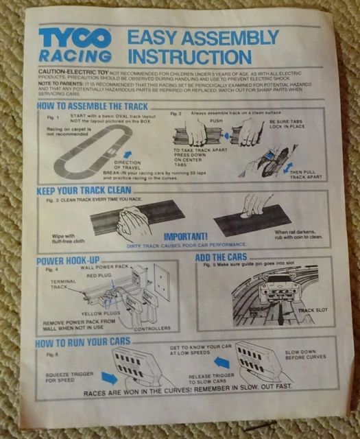 Tyco  - HO Slot Cars - Tyco Racing Instruction Leaflet