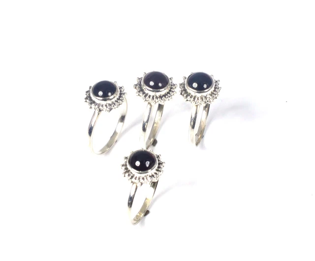 WHOLESALE 4PC 925 SOLID STERLING SILVER RED GARNET RING LOT f095