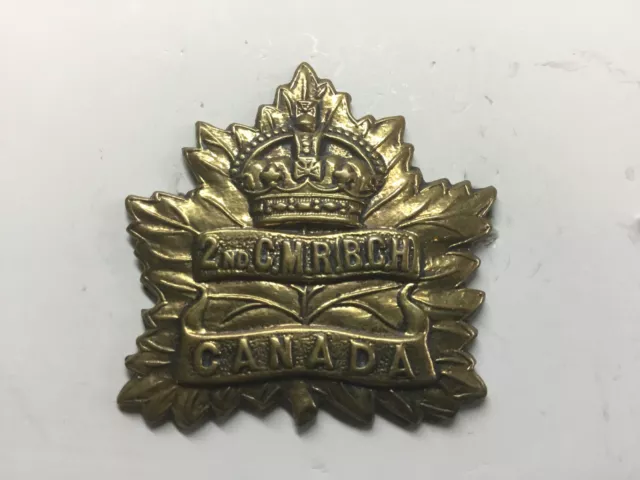 WWI Canadian 2nd Canadian Mounted Rifles (B.C.H.) CEF Cap Badge