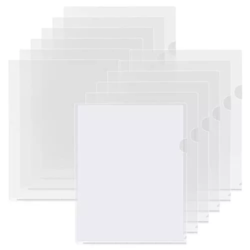 12pcs L Type Folders, A4 Plastic Clear Paper Document Jacket