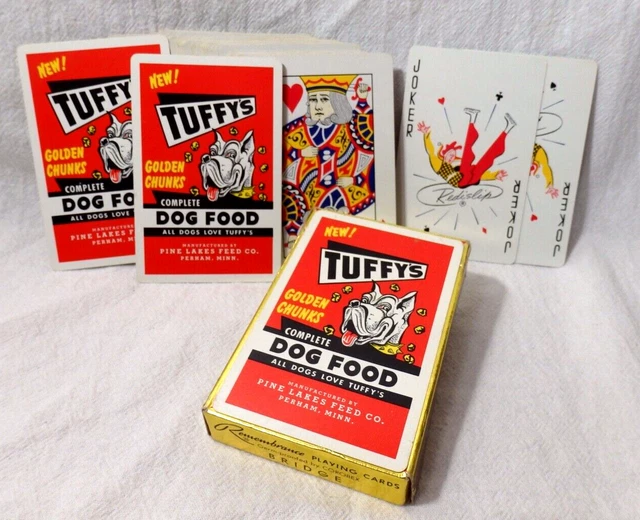 VINTAGE PLAYING CARDS Tuffy's Dog Food Advertising COMPLETE RediSlip