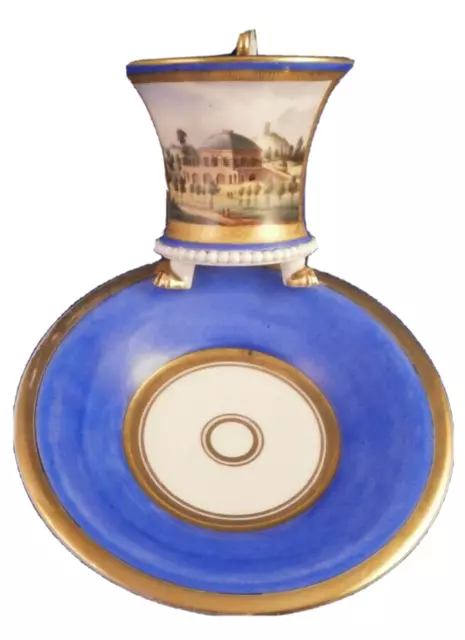 Antique 19thC Nathusius Porcelain Scenic Cup & Saucer Porzellan Althaldensleben