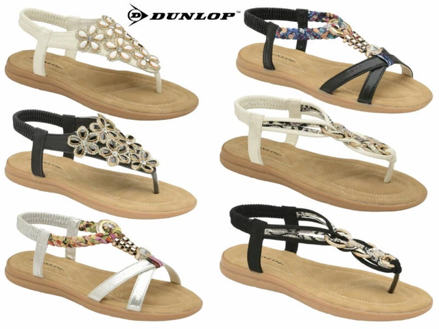 LADIES DUNLOP SANDALS Summer Embellished Beach Holiday Strappy