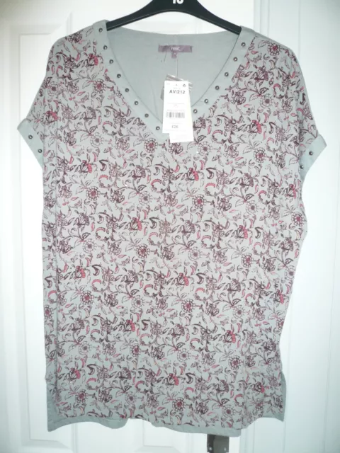 new Next grey silver top/blouse  size 22 floral metallic, cotton, linen tags