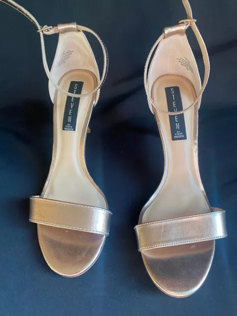 Women's Shoes Steven By Steve Madden Rykie Gold Leather Heels Size 71/2 M