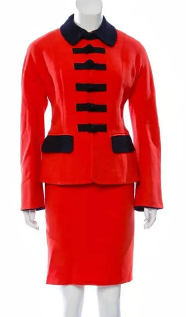 Vintage Moschino Barbie Red Jacket Skirt Red Black Coat Suit 36 38 40 4 6 8 S M