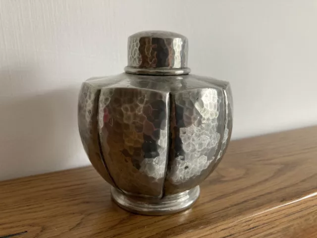 Arts And Crafts Hammered Pewter Tea? Sugar? Canister Warric Liberty Style