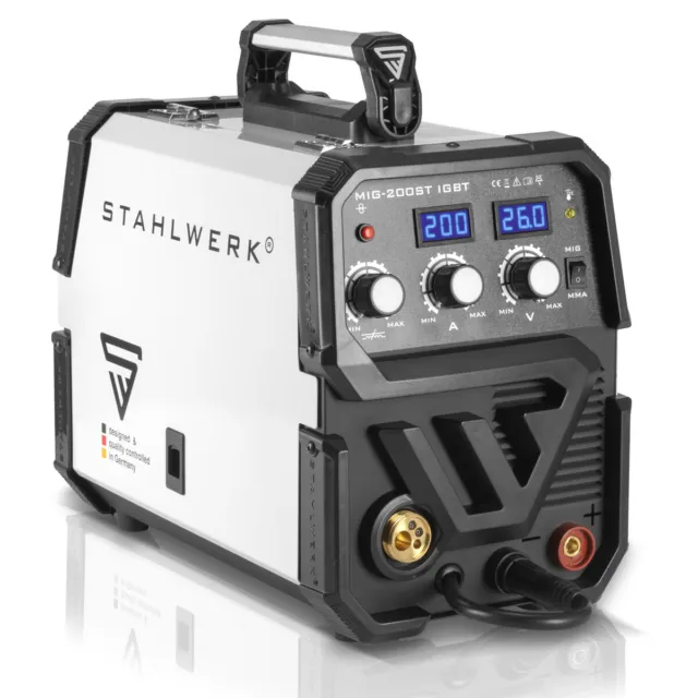 Equipamiento completo STAHLWERK Mig Mag 200 ST gas protector máquina de soldadura alambre de llenado MMA 2