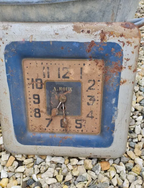 ANCIENNE PENDULE MURALE HORLOGE PUBLICITAIRE EN TOLE roux dijon CAFE