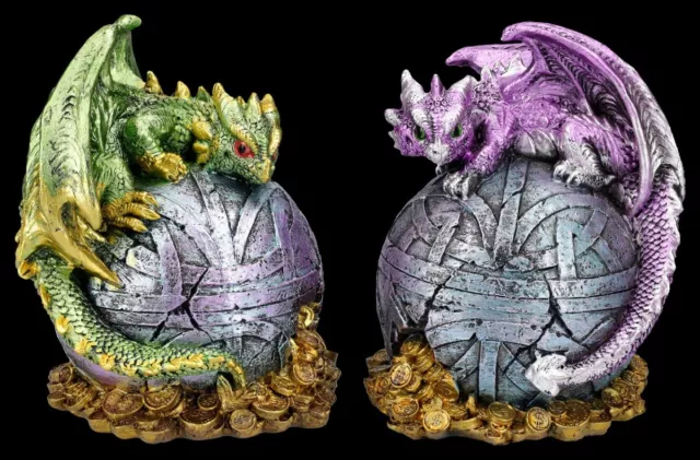 Huchas 2er Set - Dragones Schatz - Caja Regalo de Dinero Hucha Dragon