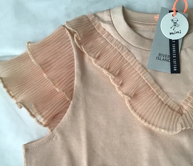 Set di pantaloncini da ciclismo beige plissette River Island mini ragazze età 3-4 anni nuovi con etichette 3
