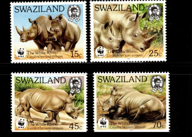 9420 Oas-Cny Swaziland Scott 519-22 Rhinoceros Mnh $30