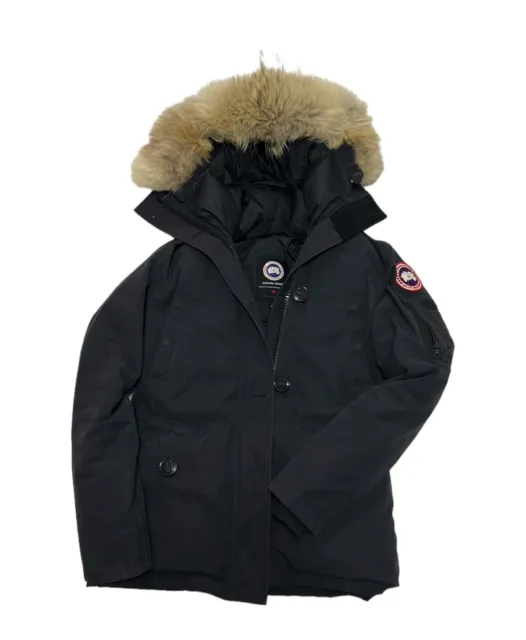 Canada Goose Women Montebello Parka Small Black jacket Fur Trim 2530L Authentic
