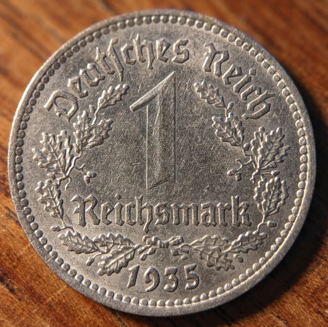 Germany 1 Mark 1935 A Nickel Coin - Eagle - Oak Leaves and Acorns
