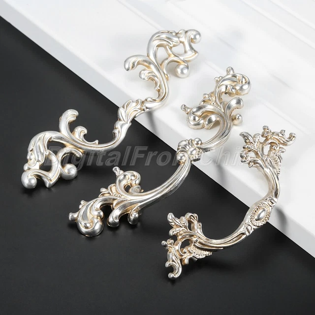 Unique Antique Silver Handle Door Pulls Cabinet Drawer Cupboard Knob Hardware