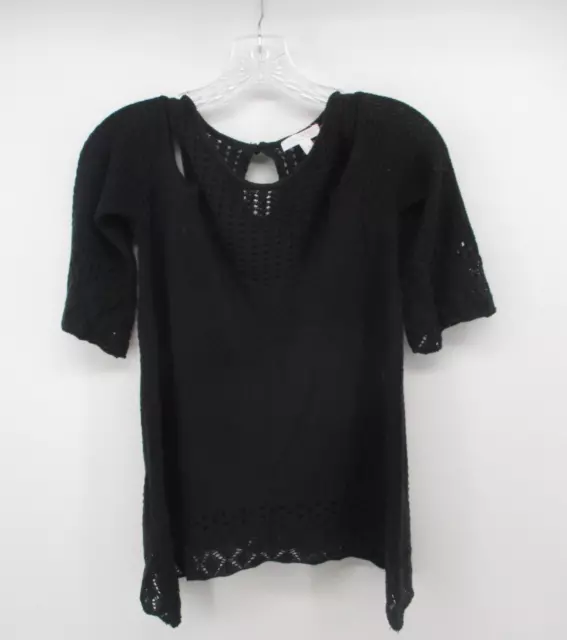 LC Lauren Conrad Small Short Sleeve Cold Shoulder Round Neck Acrylic Open Knit