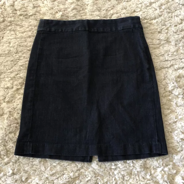 Tommy Hilfiger Denim Skirt Pencil Womens Size 2 Back Slit Dark Blue Jean MINT