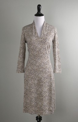 J.MCLAUGHLIN $178 Smooth Stretch Leopard Print Shawl V-Neck Dress Size Small