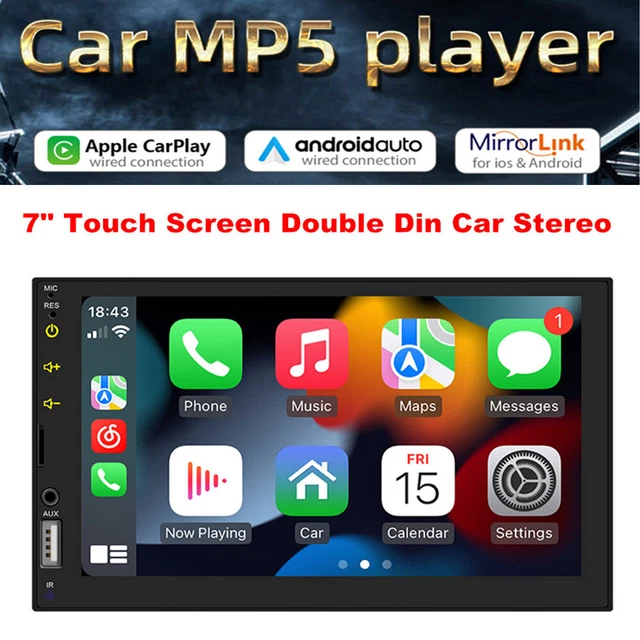 7" Touch Screen 2 Din Car Stereo Radio Carplay Android Auto Bluetooth Dash Video