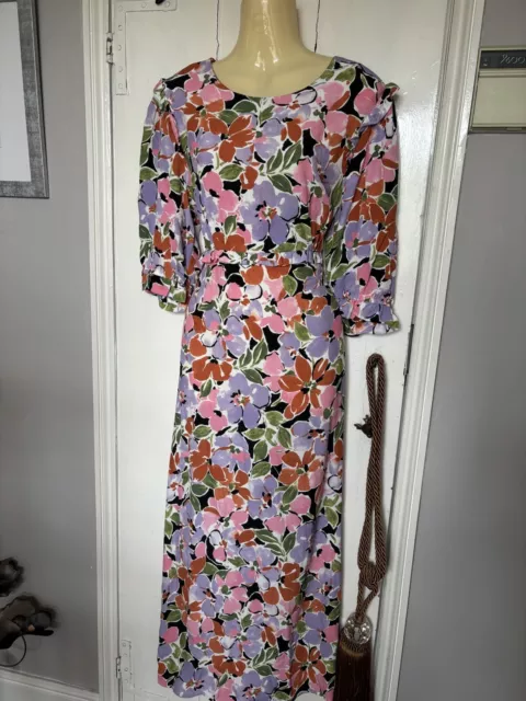 Nobody's Child Felicia Pink Floral Midi Dress - Size 14 - BNWT Retail £55