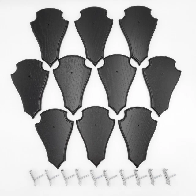10 Ciervo Escudo de Trofeo Deseada Oscuro Af 21CM X13 CM Con 10 Ganchos