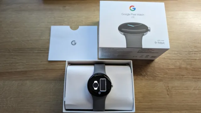 Google Pixel Watch LTE - Polished Silver Steel with Charcoal - Mint Condition