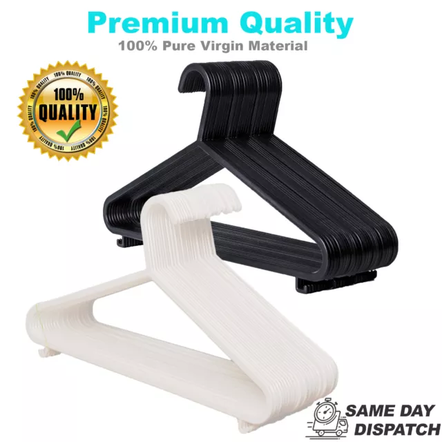 Adult Black Coat Hangers Hanger Coathanger White Strong Plastic Clothes Trousers