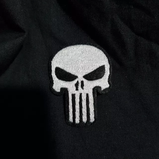 Patch Punisher Termosaldabile Bianca E Nera Teschio Skull Sniper Tactical Toppa