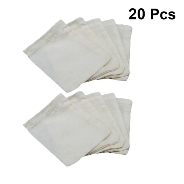 20 STÜCKE Baumwolle Tuch Teebeutel Kordelzug Filter Leere Tasche für Tee Kräuter