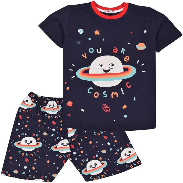 Bambini Ragazzi Pigiama Voi Are Cosmic Contrasto Top Fondo Set Età 5-13