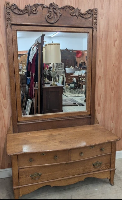 024 ANTIQUE DRESSER Late 1800's 1900's Dark Oak Mirror Dove Tail Gentleman  $375.00 - PicClick