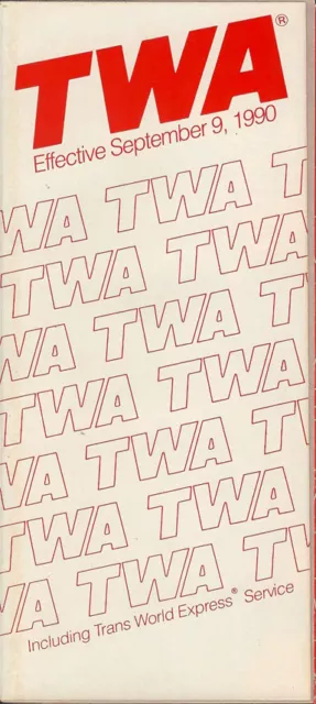 TWA Trans World Airlines system timetable 9/9/90 [308TW] Buy 4+ save 25%