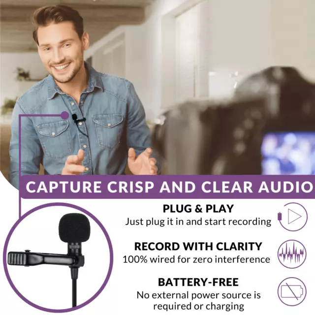 Purple Panda Lavalier Lapel Microphone Kit - Clip on Lav Mic [Original Seller] 3