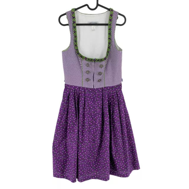HANNAH Tyrol Dirndl Oktoberfest Viola Plaid Abito a Fiori Taglia Eu 38 UK 10 8