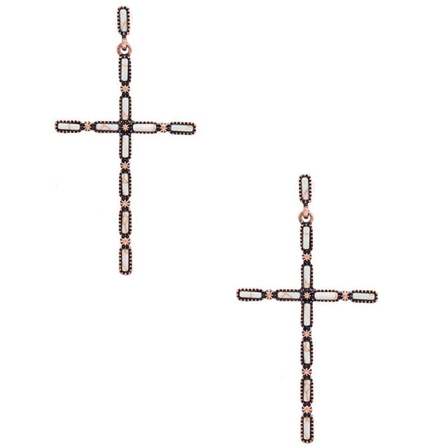 Multi Stone Pattern Cross Metal Earrings - Buy Online at Perfume Fashion