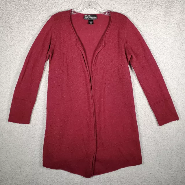 Philosophy Cashmere Sweater Women Small Cardigan Red Open Long Sleeve Tight Knit