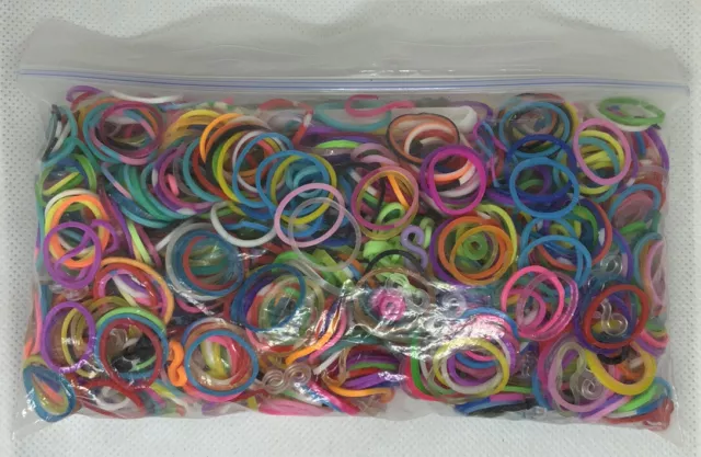 Mixed Bundle of Loom Bands with S-Clips - approx 95g Multi-Coloured