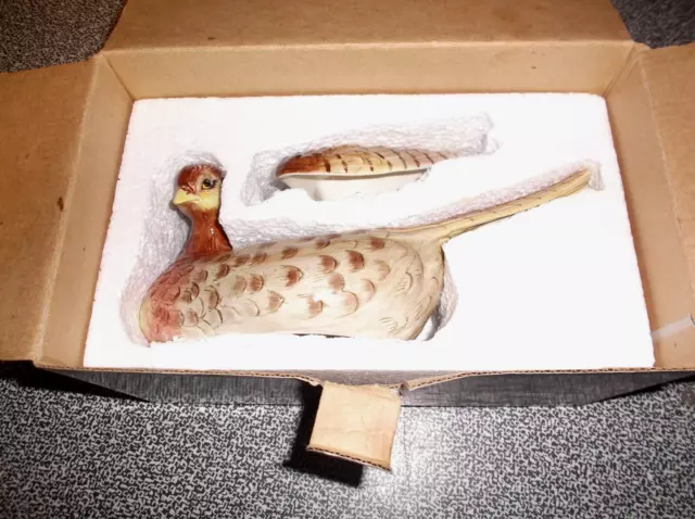 Vintage Fitz and Floyd Essentials Game Bird Pheasant Lidded Trinket Dish 9" Exnt