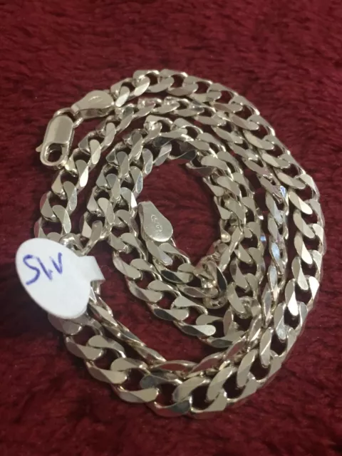 Sterling Silver Solid Cuban Chain Lobster Lock 18 Inches 6mm