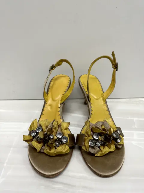 Boden women size  US 7 EU 38 slingback  party heels satin jewels & bows sandals